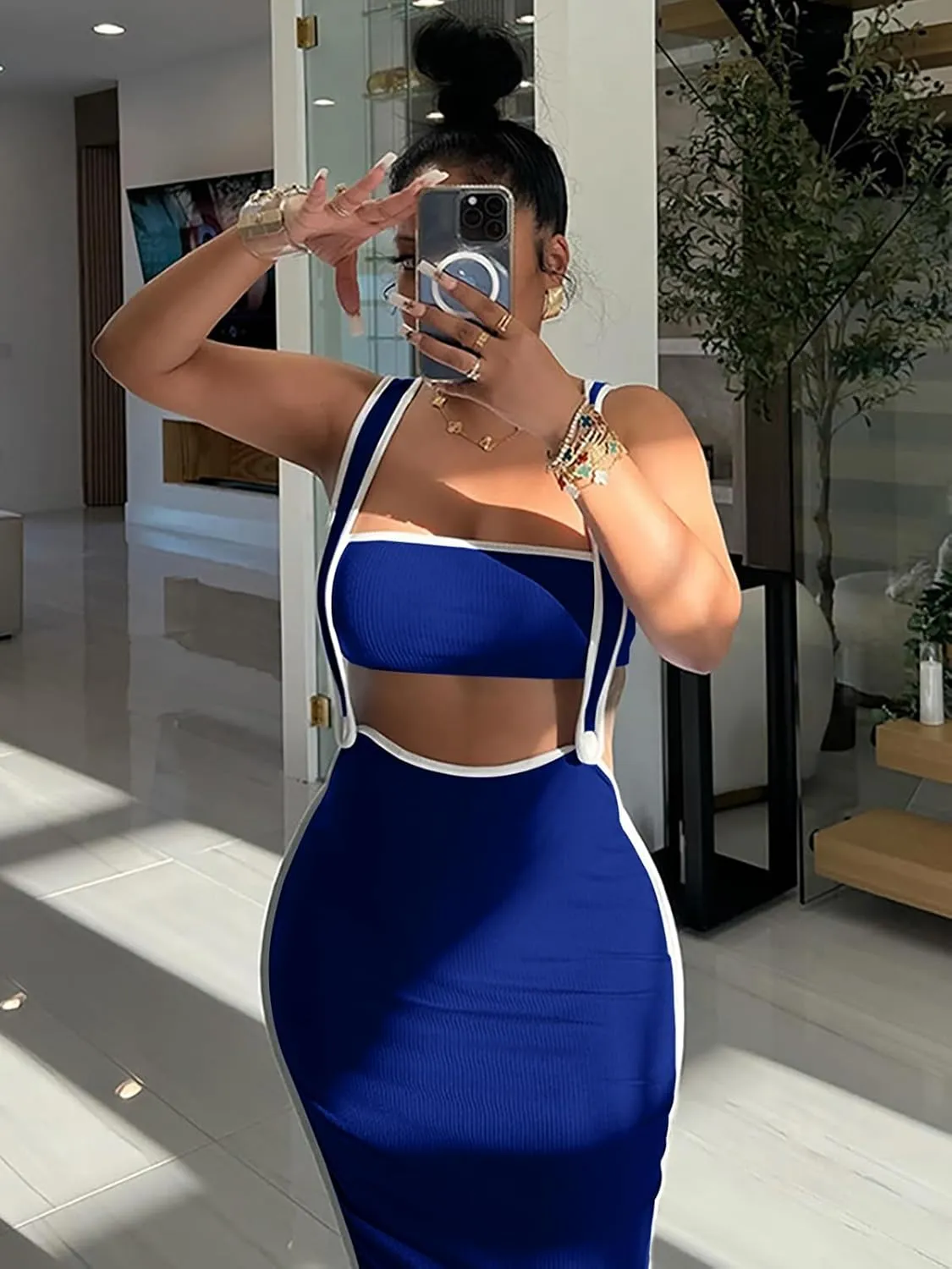 2 Piece Outfits for Women Summer Tube Crop Tops Sexy Bodycon Dresses Maxi Skirt Sets Overalls Jumpsuits Club Outfits