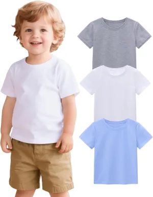 3 Pack Baby Boys Short Sleeve Cotton T-Shirts Toddler Boy Clothes Size 18M-5T