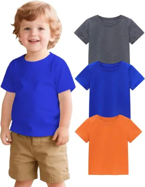 3 Pack Baby Boys Short Sleeve Cotton T-Shirts Toddler Boy Clothes Size 18M-5T