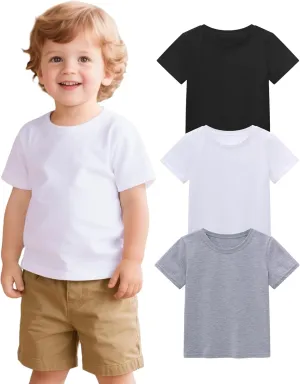 3 Pack Baby Boys Short Sleeve Cotton T-Shirts Toddler Boy Clothes Size 18M-5T