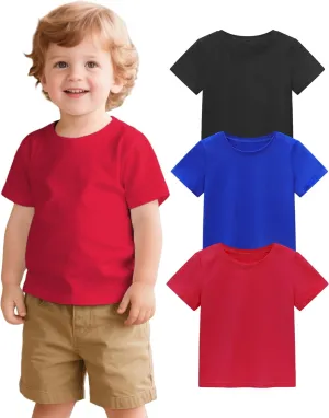 3 Pack Baby Boys Short Sleeve Cotton T-Shirts Toddler Boy Clothes Size 18M-5T