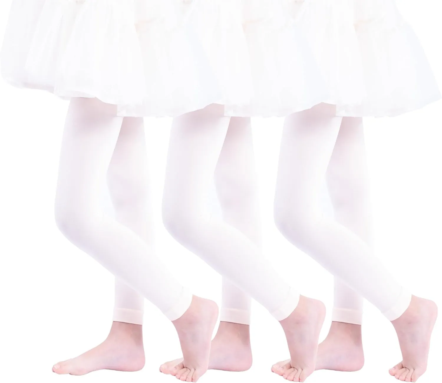 3 Pairs Girl's Microfiber Footless Tights, Girls Dance Tights Footless
