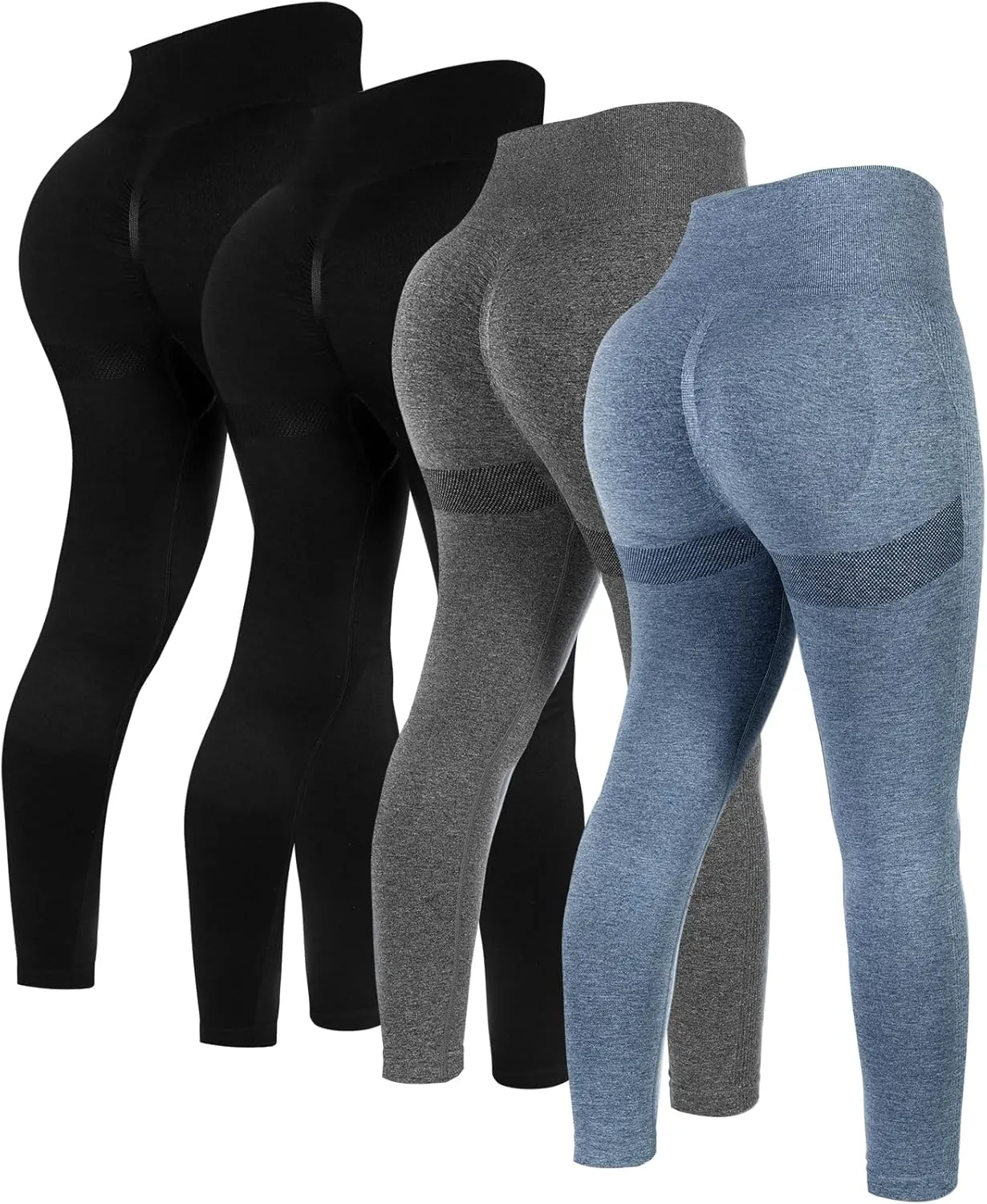 4 Pcs Womens Workout Leggings Tie Dye High Waisted Yoga Pants Seamless Scrunch Butt Lifting Compression Tights