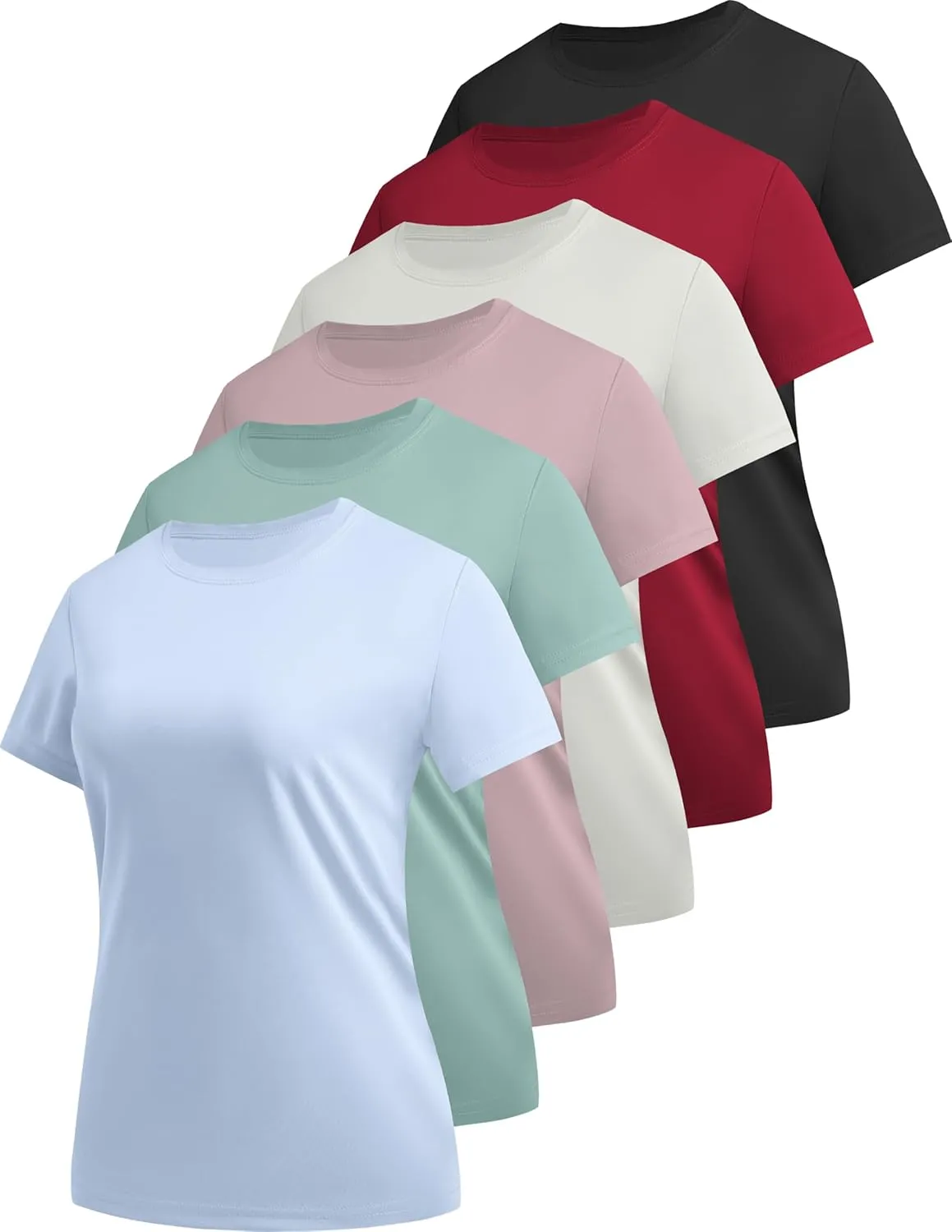 6 Pack Workout Tops for Women Short Sleeve Athletic T Shirts Quick Dry Tennis Yoga Running Crew Neck Tee