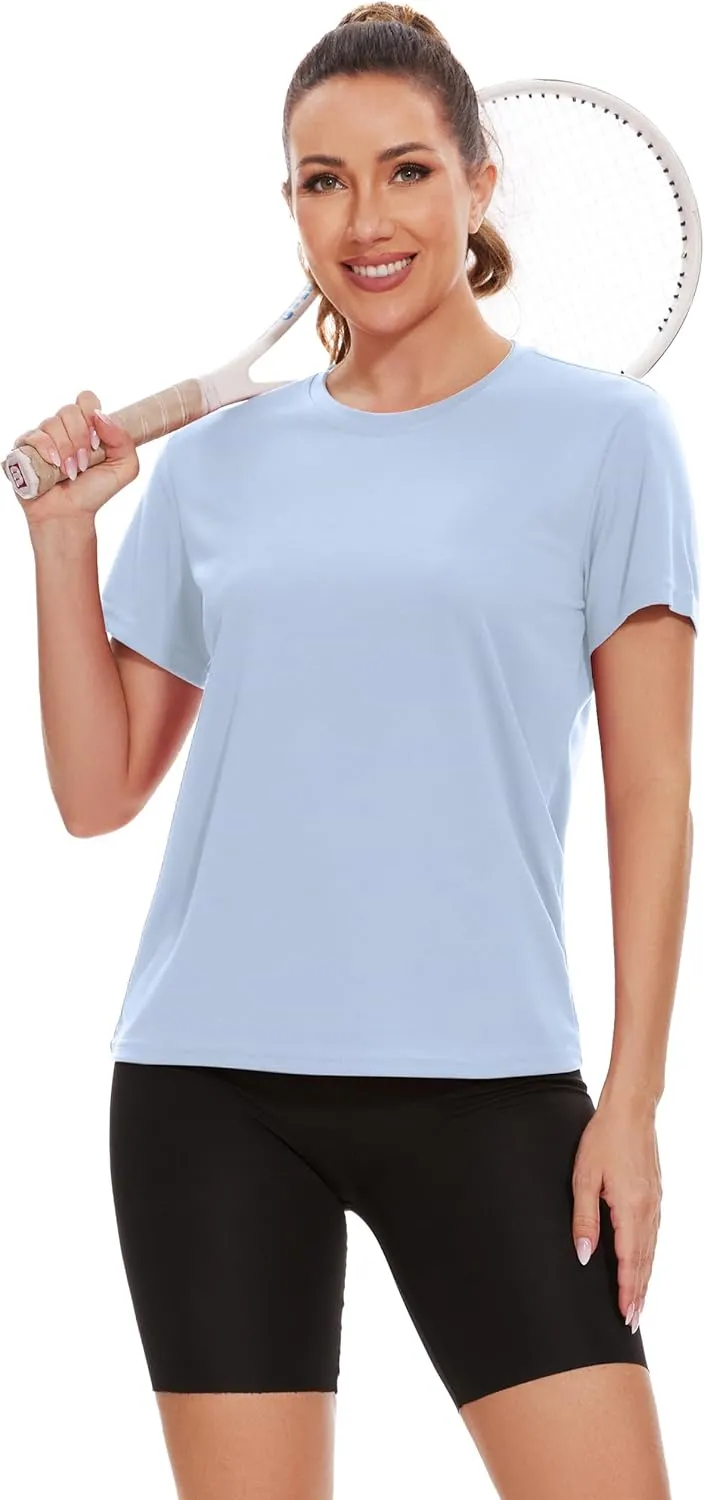 6 Pack Workout Tops for Women Short Sleeve Athletic T Shirts Quick Dry Tennis Yoga Running Crew Neck Tee