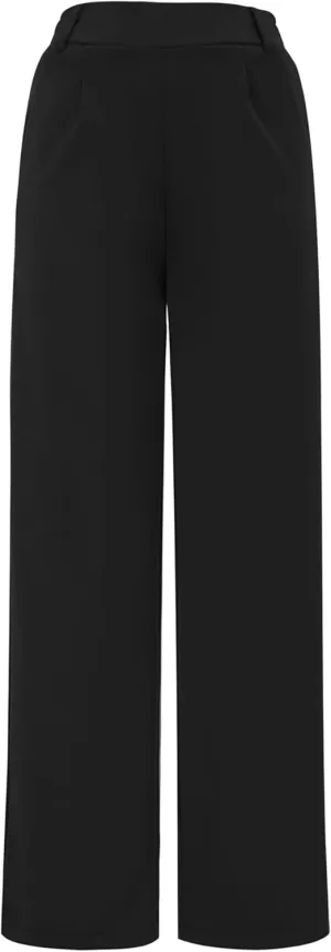 AFITNE Womens Wide Leg Work Pants High Waist Pull On Dress Pants Elastic Waistband Casual Slacks with Thick Fabric
