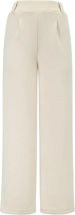 AFITNE Womens Wide Leg Work Pants High Waist Pull On Dress Pants Elastic Waistband Casual Slacks with Thick Fabric