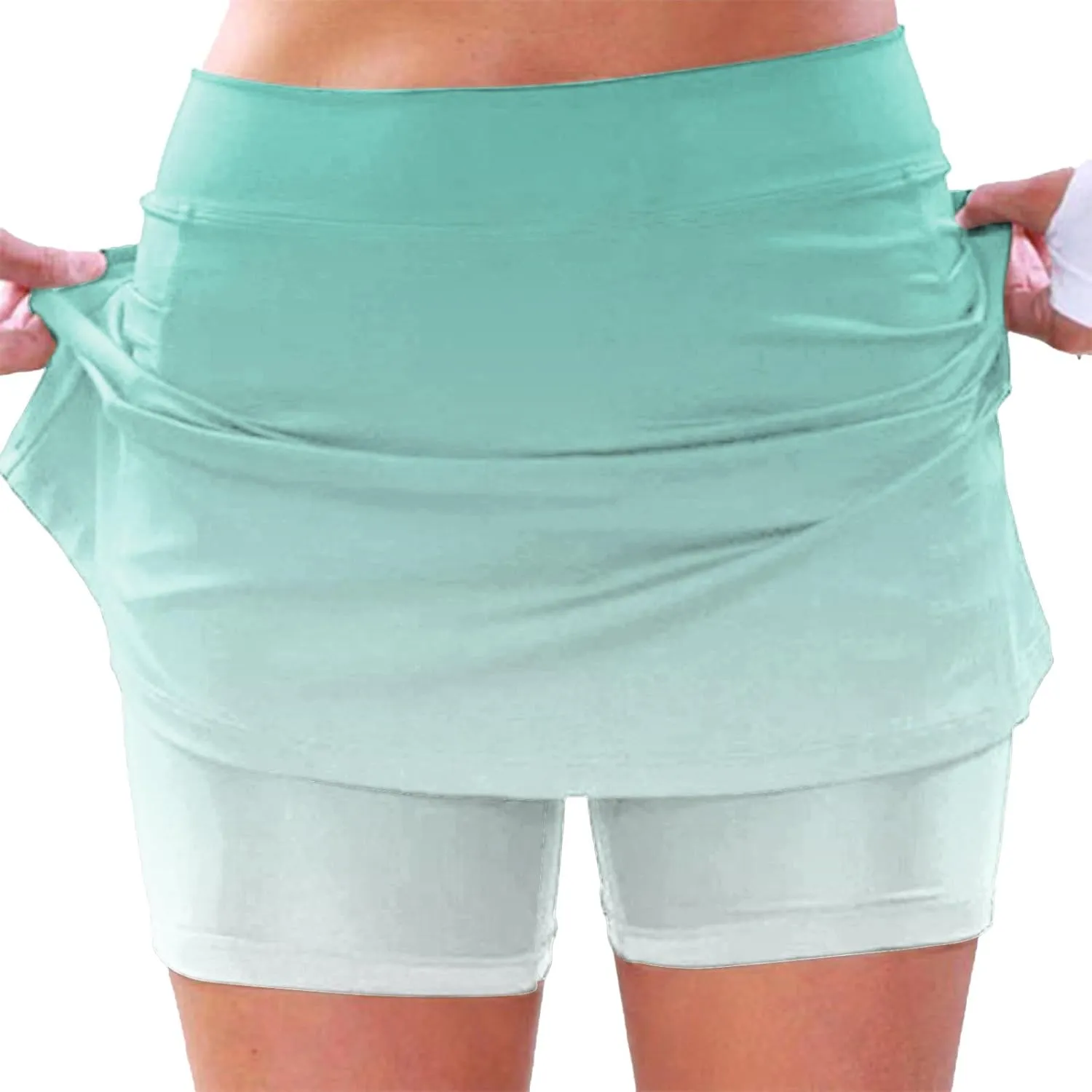 AMDBEL Elastic Yoga Culottes for Women Athletic Skirt Shorts Lightweight High Waist Running Bike Sports Shorts with Pockets