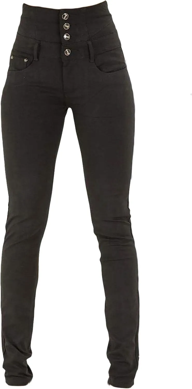 Andongnywell Flare Jeans Women High Rise Stretchy Skinny Jeans Butt Lifting Slim Fit Denim Pants Multiple Buttons Trouser