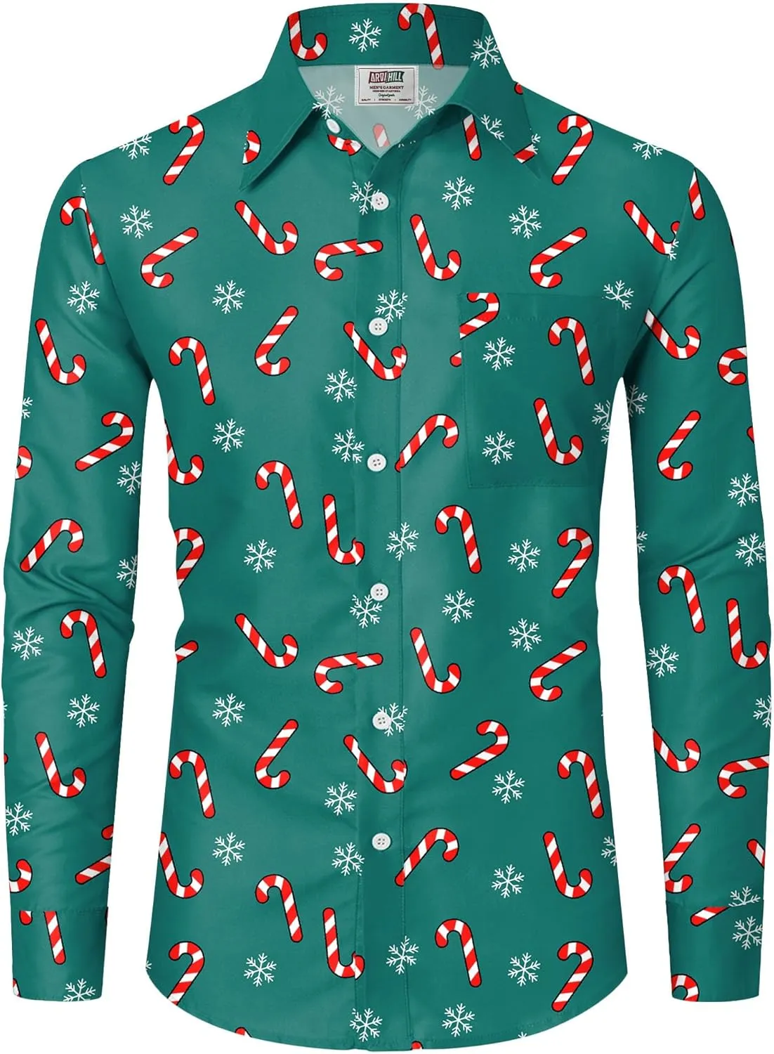 Arvilhill Men's Christmas Button Shirts Long Sleeve Ugly Xmas Shirts (S-3XL)