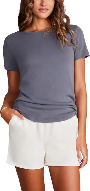 Barefoot Dreams Malibu Collection Organic Rib Fitted Tee, Workout Shirts, Activewear, T-Shirts
