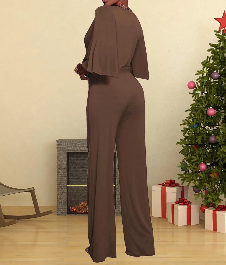 BessCops Womens Loose Short Sleeve Belted Wide Leg Pant Romper Jumpsuit Casual Business One Piece Outfits