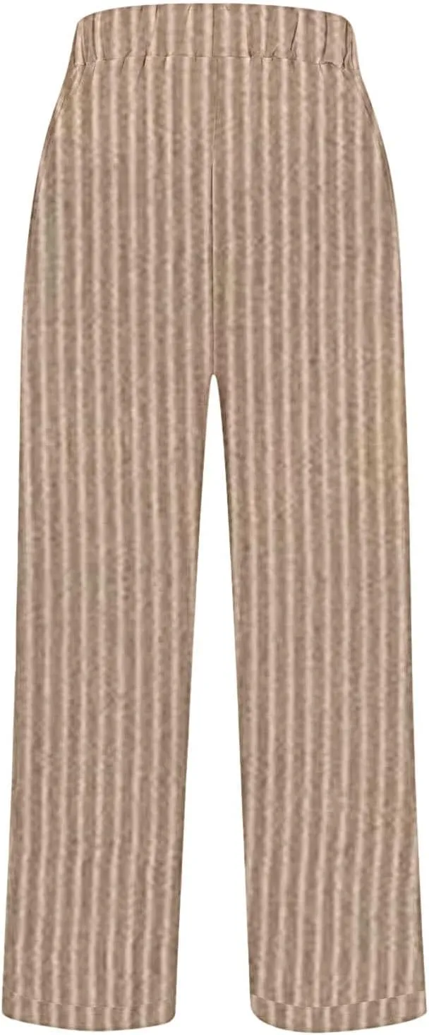 Boho Chic Linen Pants Women Split Hem Wide Leg Trousers with Hidden Elastic Waistband Summer 2025