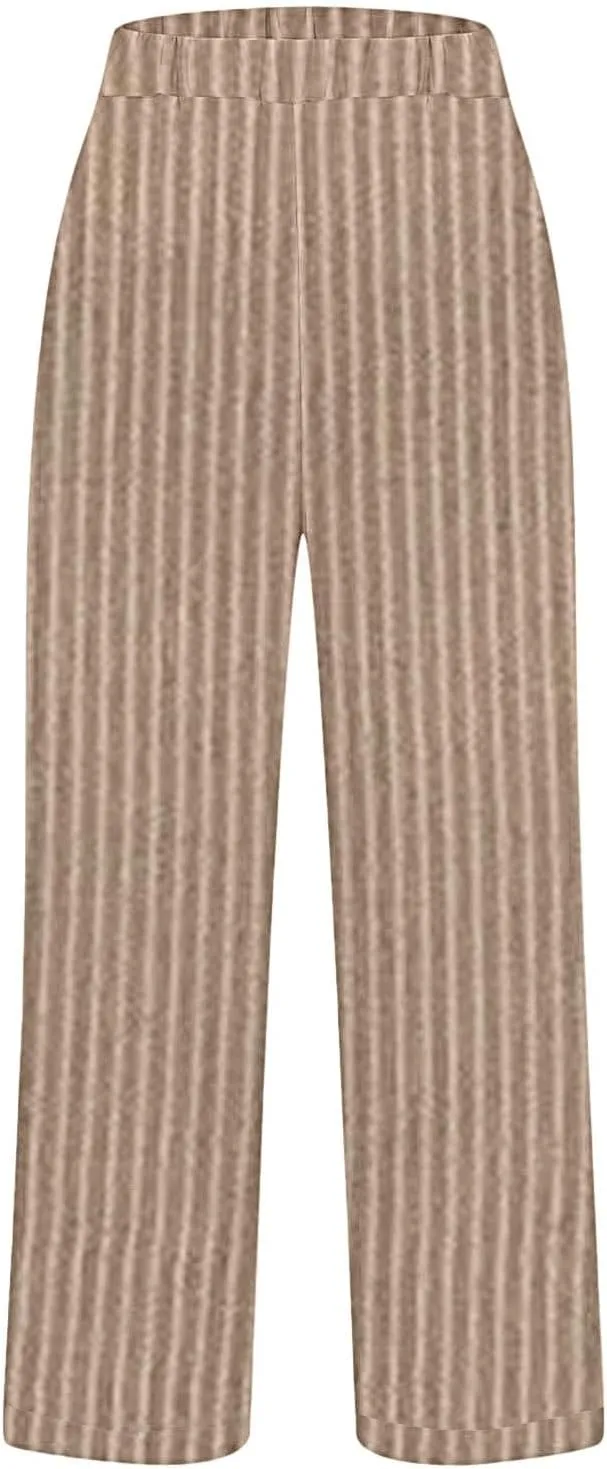 Boho Chic Linen Pants Women Split Hem Wide Leg Trousers with Hidden Elastic Waistband Summer 2025