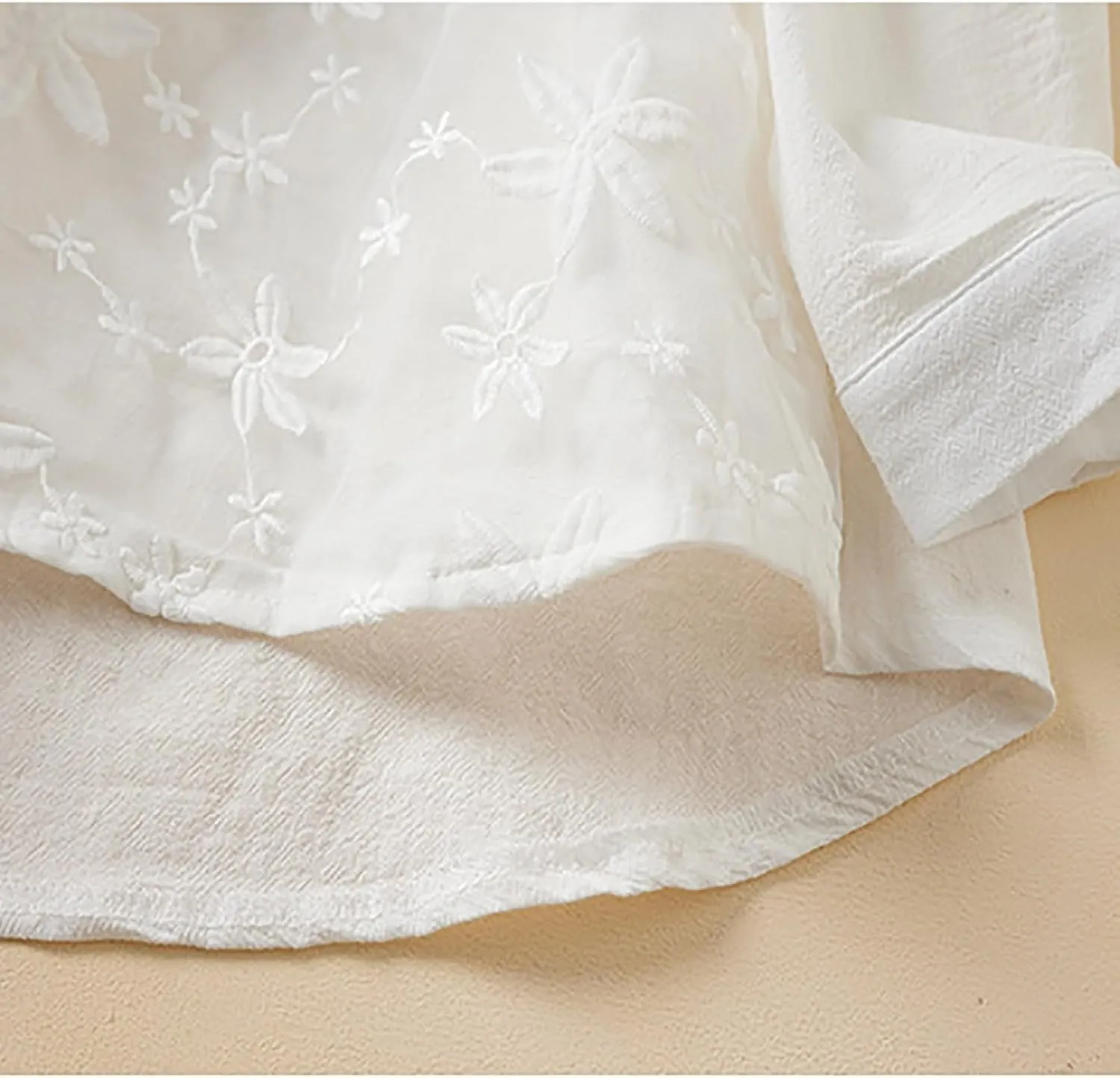 Boho Embroidered Tops for Women 2025 Cotton Linen Peasant Blouses Summer Lantern Sleeve Bohemian Shirts Tees Tunics