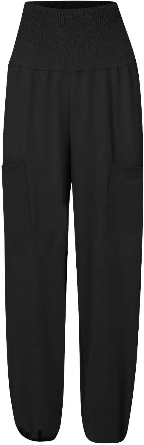Bootcut Jeans for Women Winter Flowing Work Thermal with Pockets Solid Color Elastic Waist