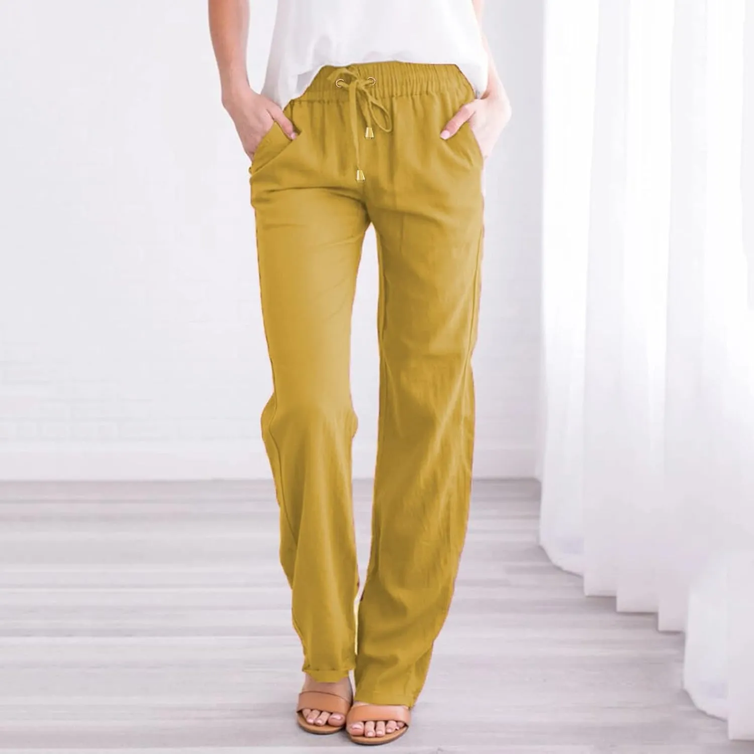 Bootcut Jeans for Women Winter Tailored Travel Jegging with Pockets Elastic Waist Flare Leggings