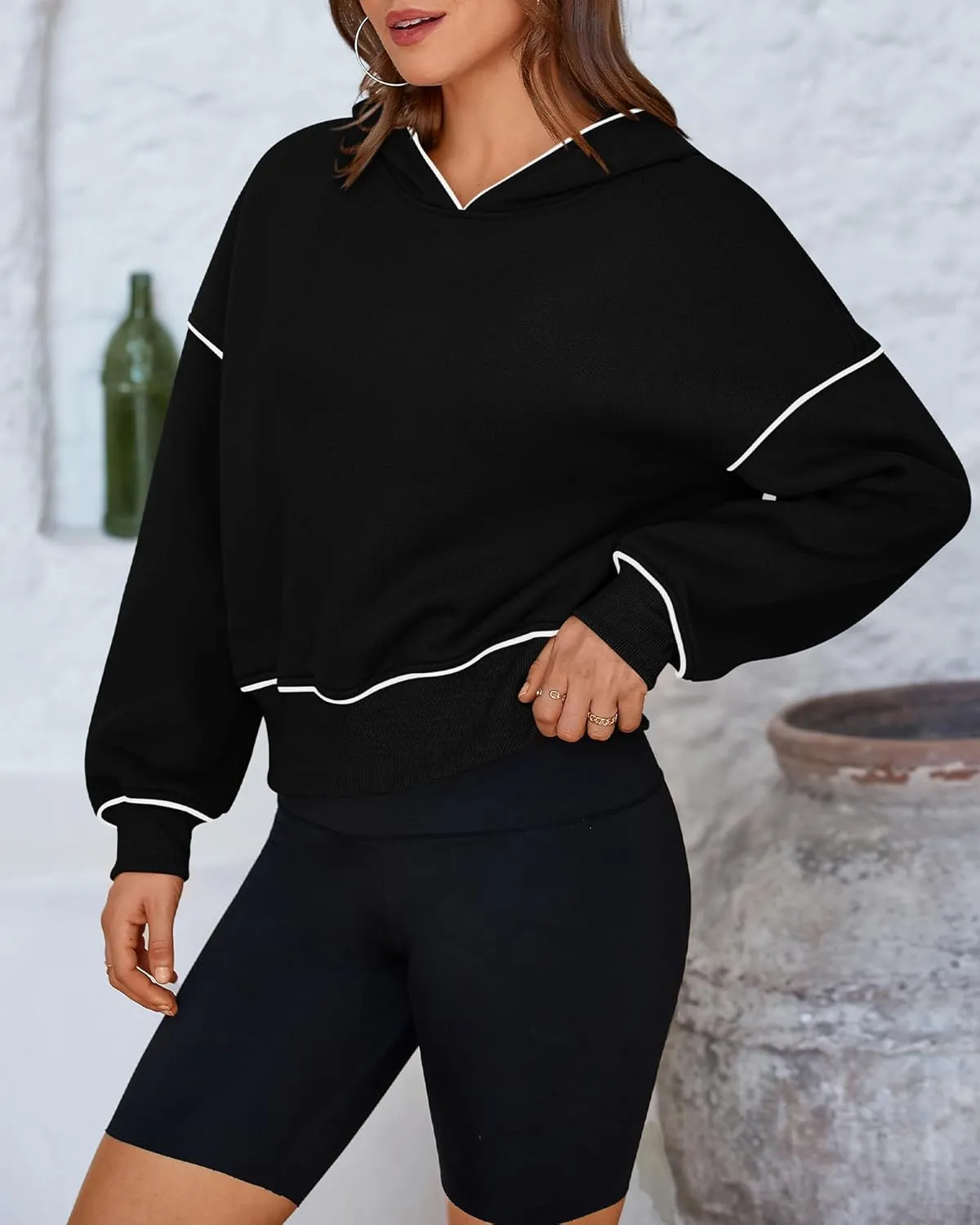 BTFBM Women's Casual Sweatshirt 2024 Fall Winter Clothes Long Sleeve Loose Fit Cropped Y2K Pullover Hoodies