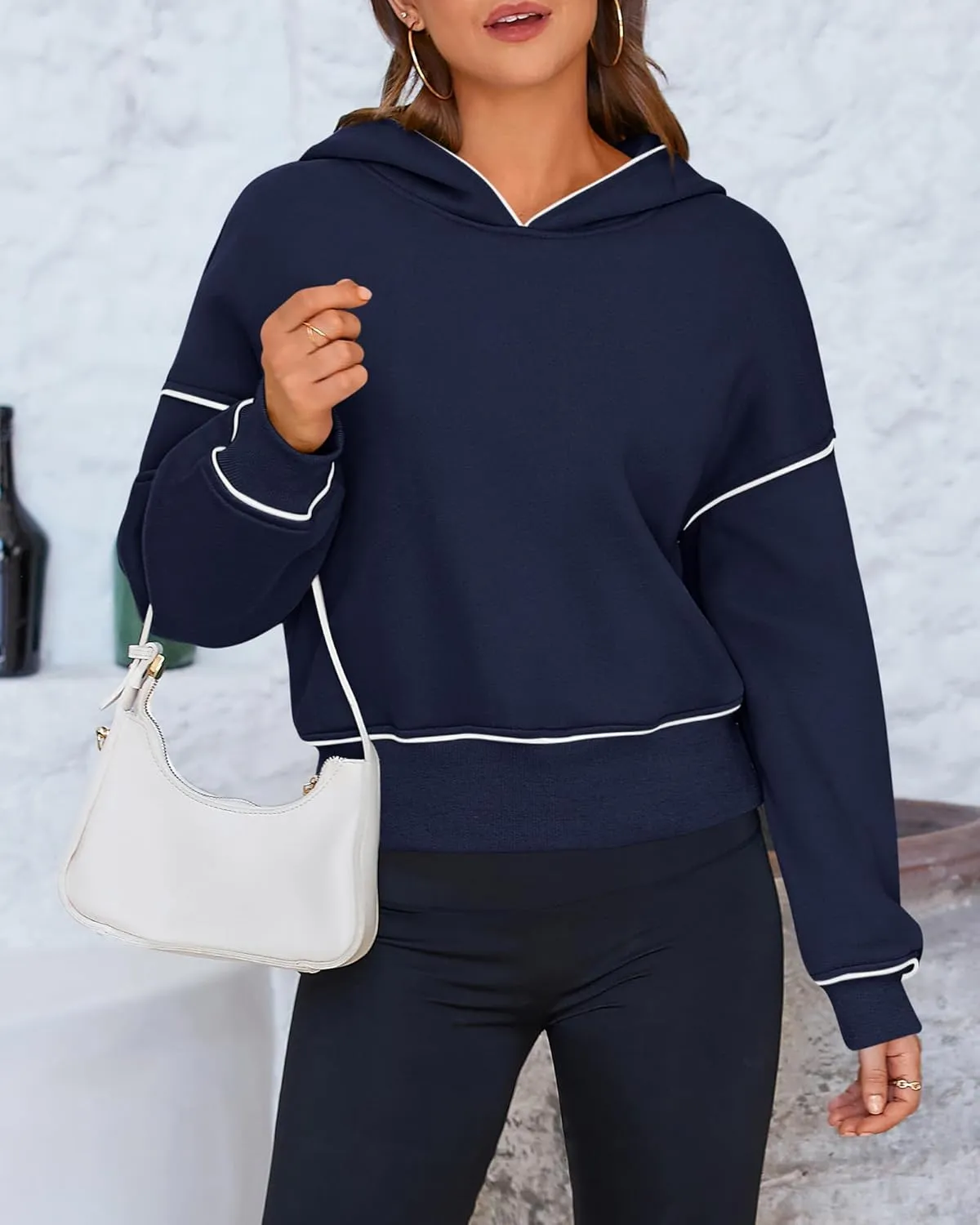 BTFBM Women's Casual Sweatshirt 2024 Fall Winter Clothes Long Sleeve Loose Fit Cropped Y2K Pullover Hoodies