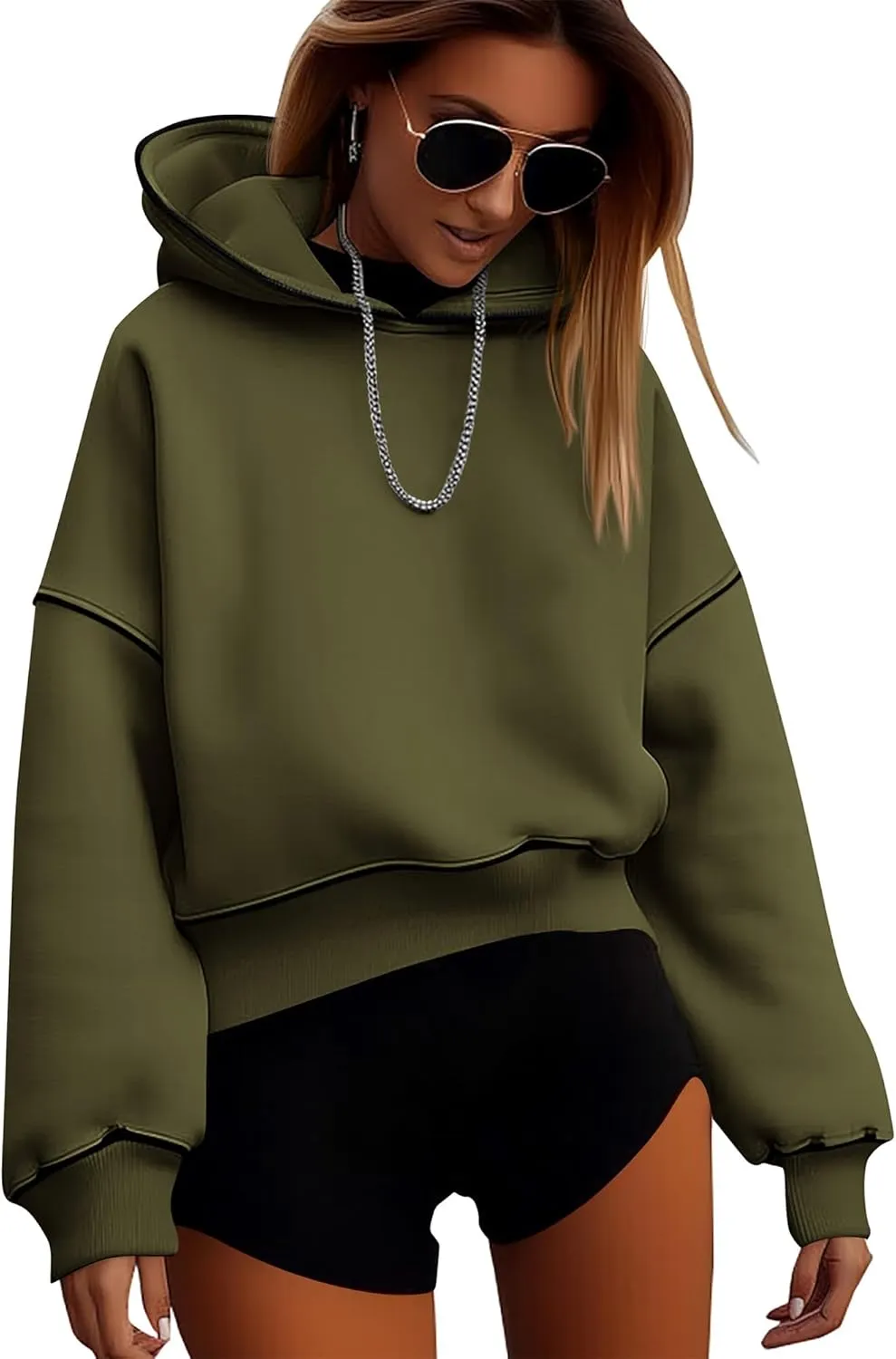 BTFBM Women's Casual Sweatshirt 2024 Fall Winter Clothes Long Sleeve Loose Fit Cropped Y2K Pullover Hoodies