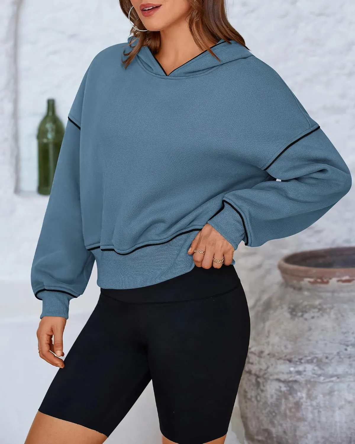 BTFBM Women's Casual Sweatshirt 2024 Fall Winter Clothes Long Sleeve Loose Fit Cropped Y2K Pullover Hoodies