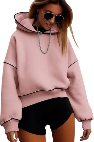 BTFBM Women's Casual Sweatshirt 2024 Fall Winter Clothes Long Sleeve Loose Fit Cropped Y2K Pullover Hoodies