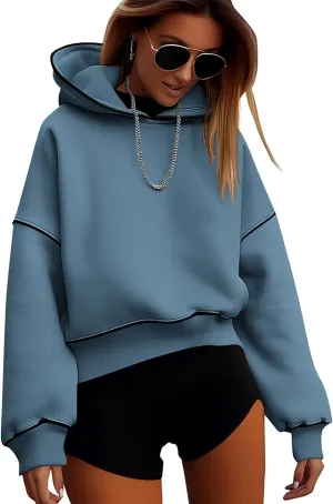 BTFBM Women's Casual Sweatshirt 2024 Fall Winter Clothes Long Sleeve Loose Fit Cropped Y2K Pullover Hoodies