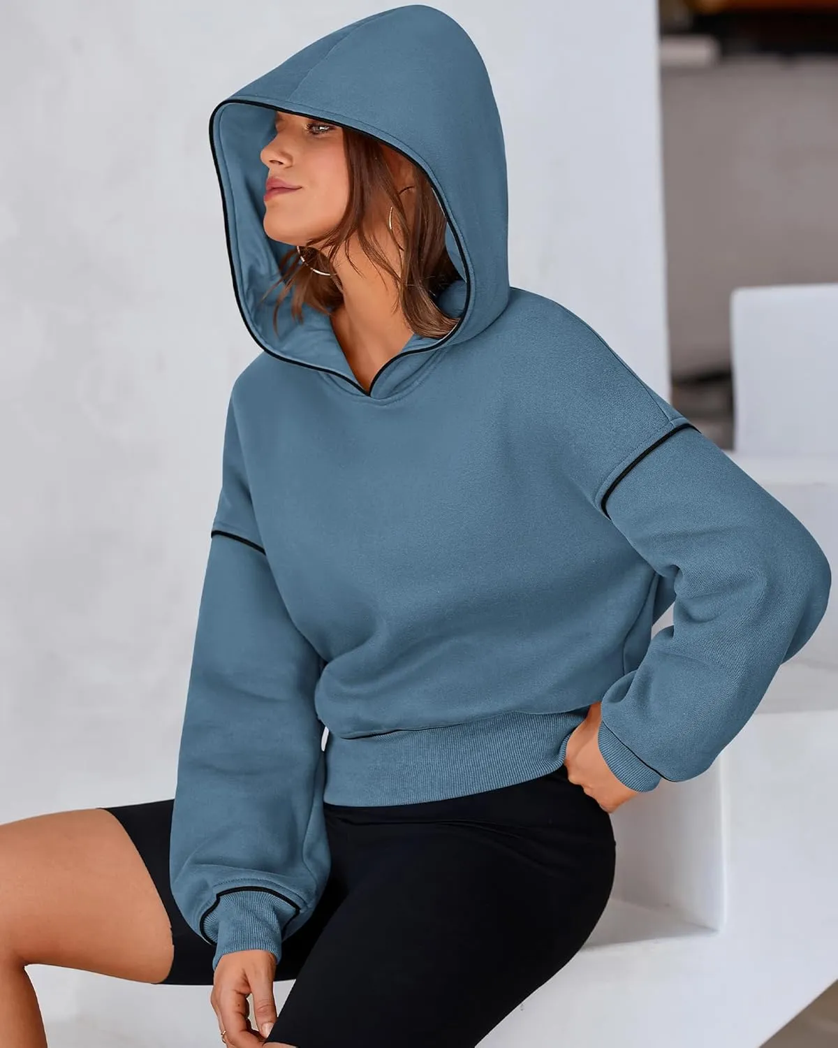 BTFBM Women's Casual Sweatshirt 2024 Fall Winter Clothes Long Sleeve Loose Fit Cropped Y2K Pullover Hoodies
