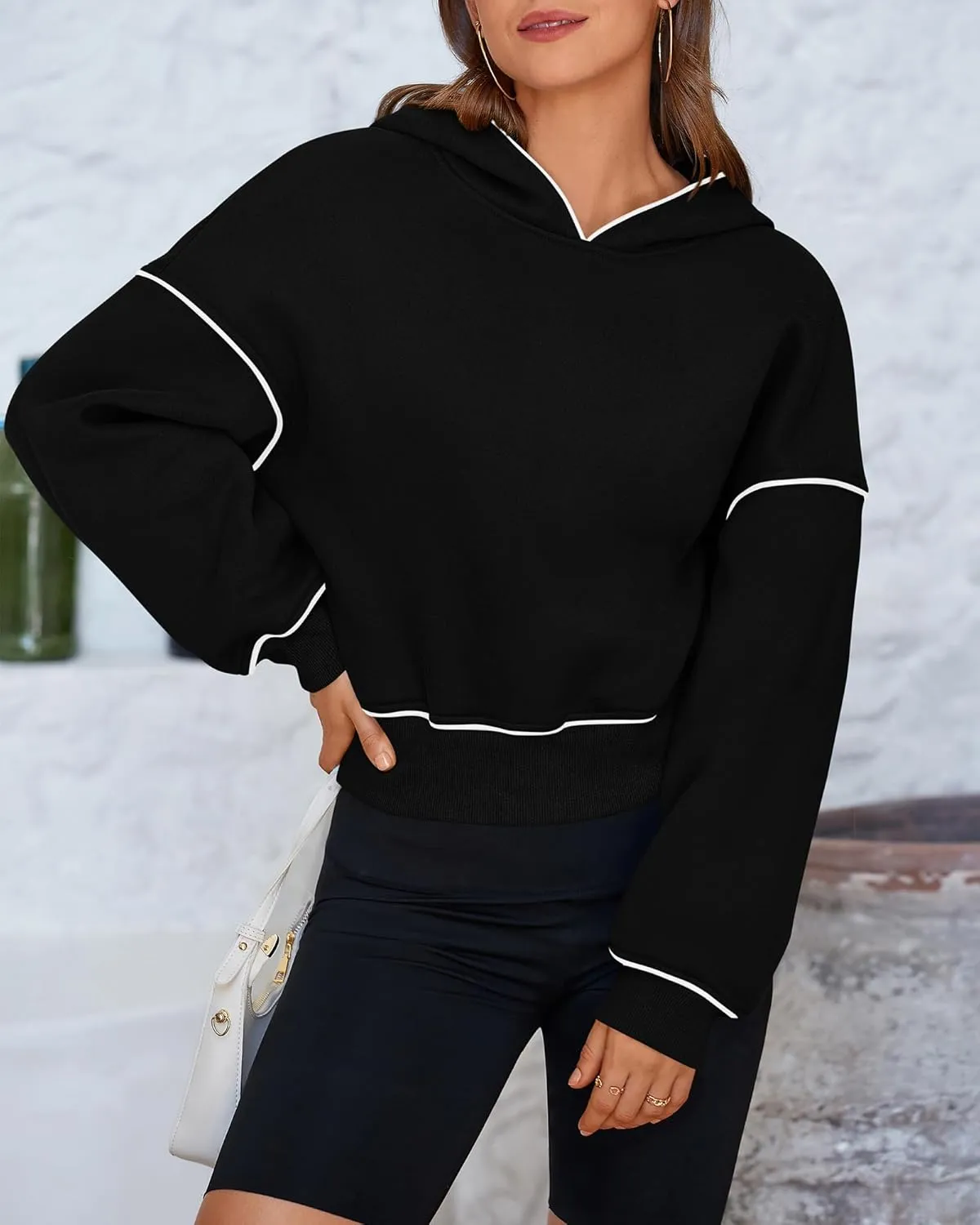 BTFBM Women's Casual Sweatshirt 2024 Fall Winter Clothes Long Sleeve Loose Fit Cropped Y2K Pullover Hoodies