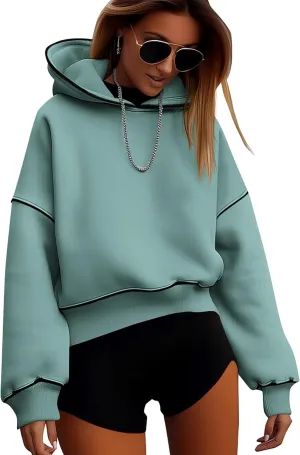 BTFBM Women's Casual Sweatshirt 2024 Fall Winter Clothes Long Sleeve Loose Fit Cropped Y2K Pullover Hoodies