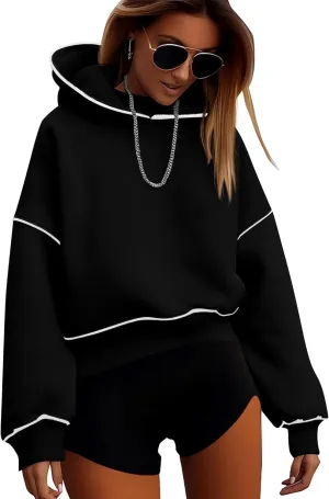 BTFBM Women's Casual Sweatshirt 2024 Fall Winter Clothes Long Sleeve Loose Fit Cropped Y2K Pullover Hoodies