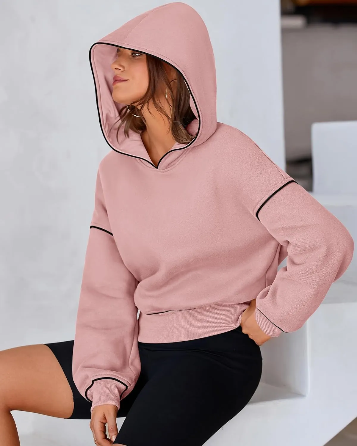 BTFBM Women's Casual Sweatshirt 2024 Fall Winter Clothes Long Sleeve Loose Fit Cropped Y2K Pullover Hoodies