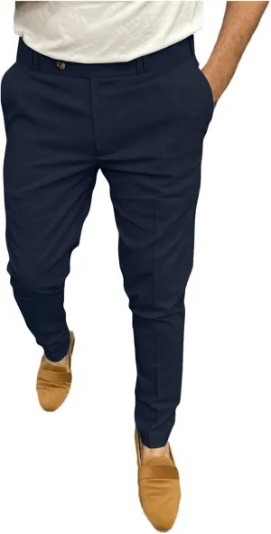 Business Dress Work Slim Fit Pants for Men Casual Button Zipper Classic Suit Pant Cotton Thin Quick Dry Trousers
