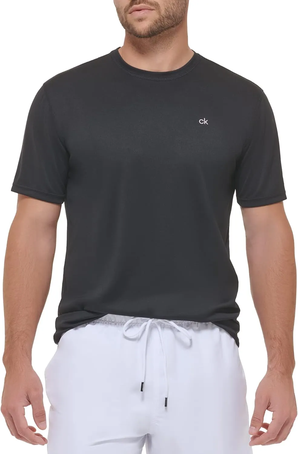 Calvin Klein Men's Standard Light Weight Quick Dry Short Sleeve 40  UPF Protection Active Top