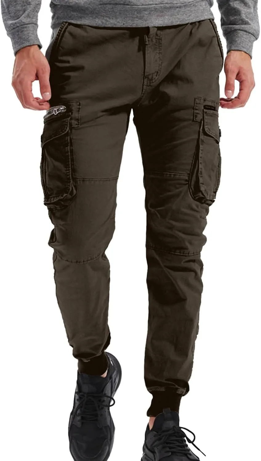 Cargo Pants Men Joggers Joggers with Zipper Pockets Camo Long Johns for Men Green Khaki Pants Mens Black Workout