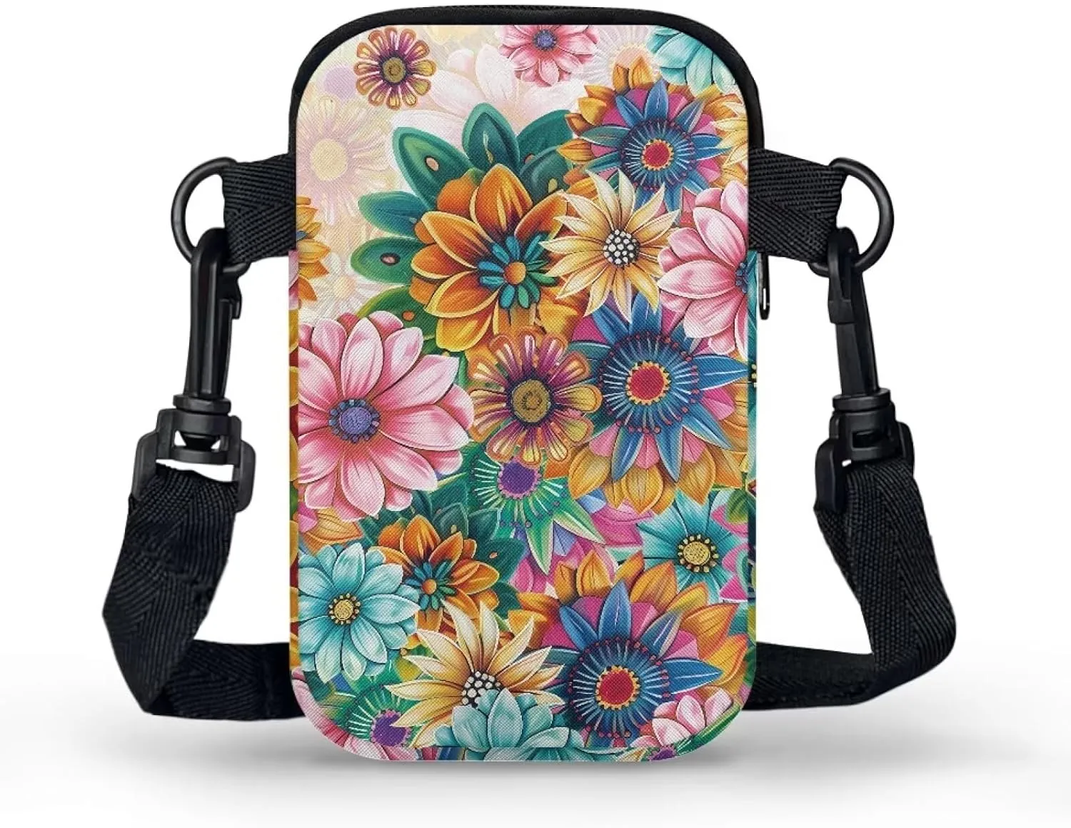 Cell Phone Purse Wallet for Women Damask Print Shoulder Bag, Zipper Travel Purse Passport Wallet Mini Messenger Bag