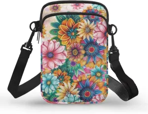 Cell Phone Purse Wallet for Women Damask Print Shoulder Bag, Zipper Travel Purse Passport Wallet Mini Messenger Bag