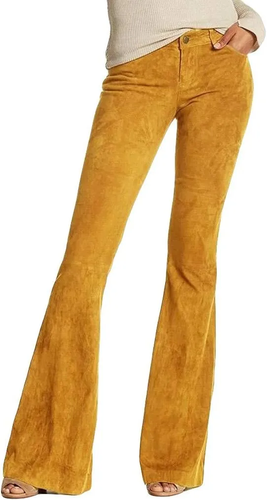 Comfy Yoga Pants High Waist Solid Flare Pants Stretchy Bell Bottom Trousers Plus Size