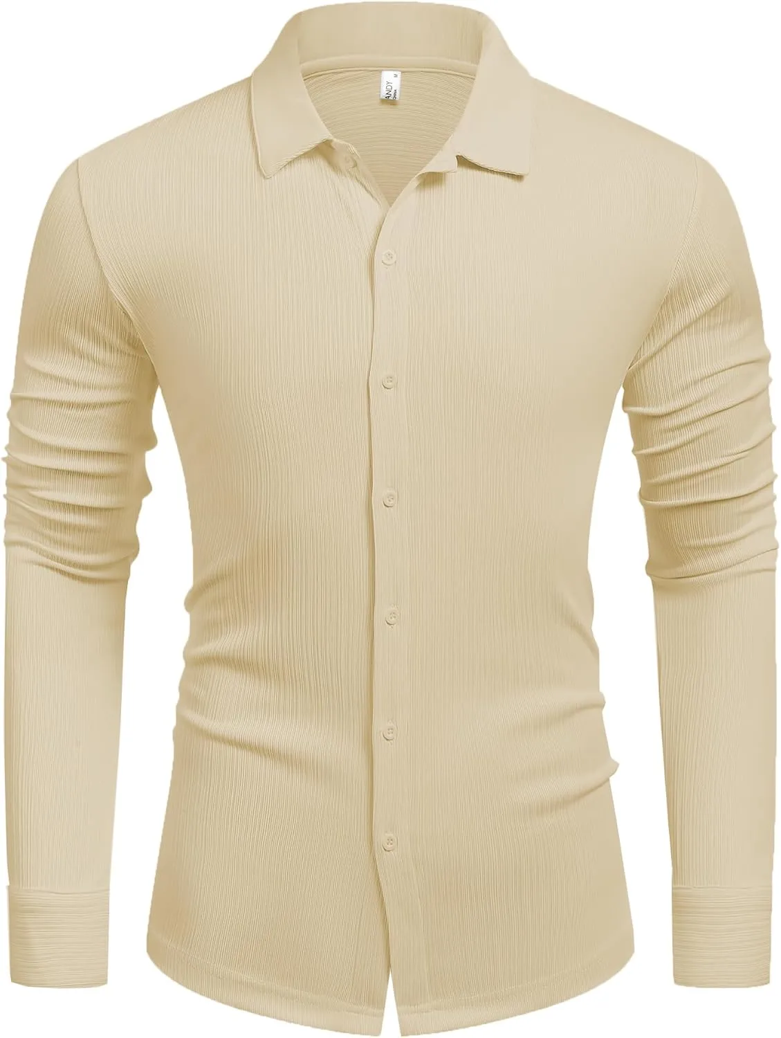 COOFANDY Athletic Fit Dress Shirts for Men Ribbed Knit Textured Button Down Shirts