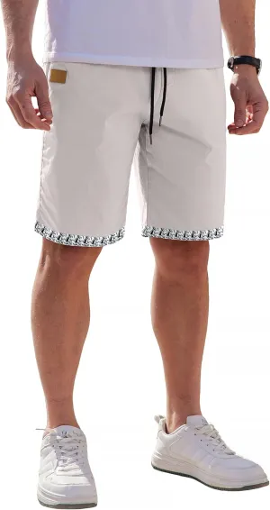COOFANDY Mens Casual Shorts Cotton Elastic Waist Drawstring Shorts Lightweight Summer Beach Shorts