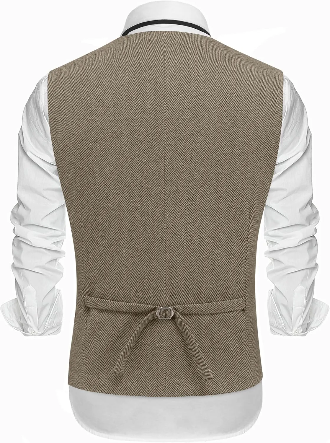 COOFANDY Men's Herringbone Tweed Suit Vests Slim Fit Waistcoat Casual Business Dress Vest