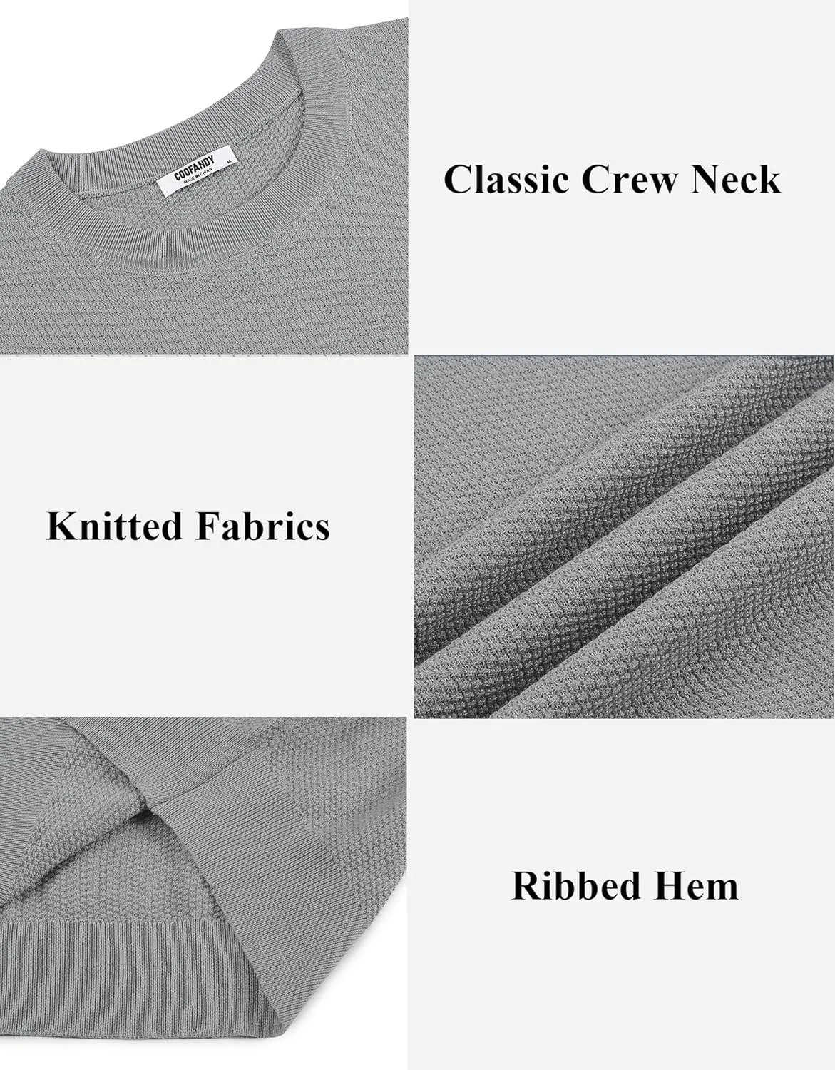 COOFANDY Mens Knit T-Shirts Summer Waffle Shirts Vintage Shirts Short Sleeve Crew Neck Tee Shirt Casual Crochet Top