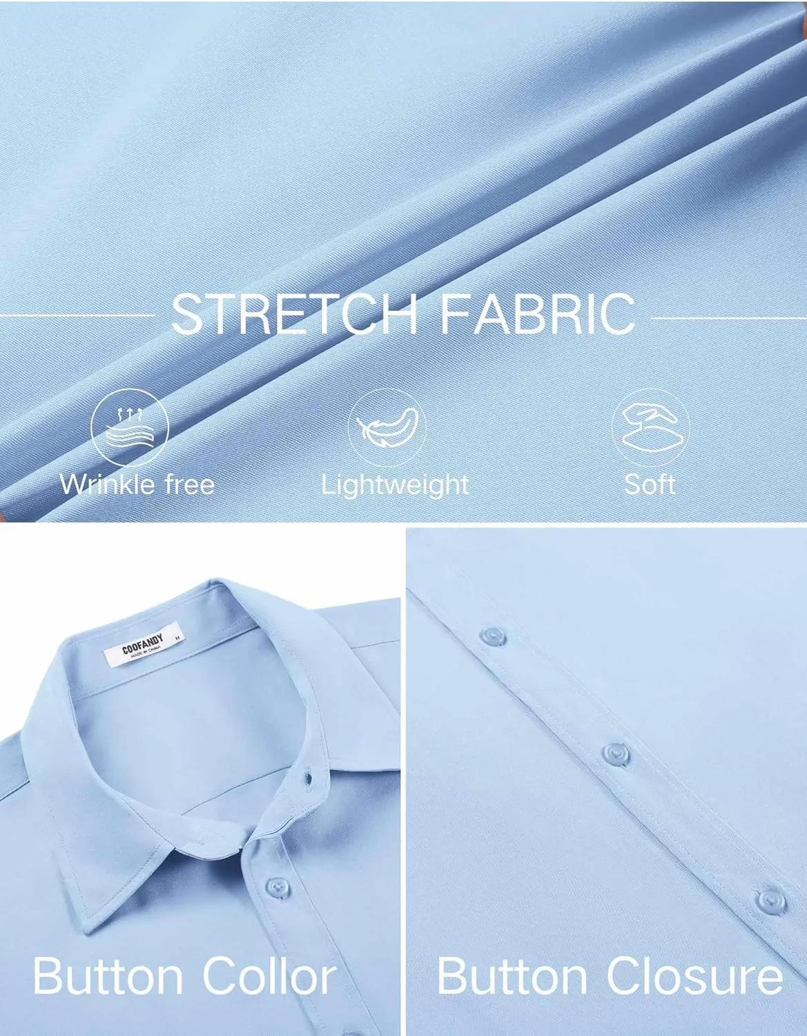 COOFANDY Men's Stretch Dress Shirts Short Sleeve Wrinkle Free Casual Button Down Shirts