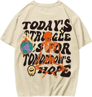 COZYEASE Men's Graphic Tees Letter Print Casual Short Sleeve T Shirts Summer Tops Vintage Tees