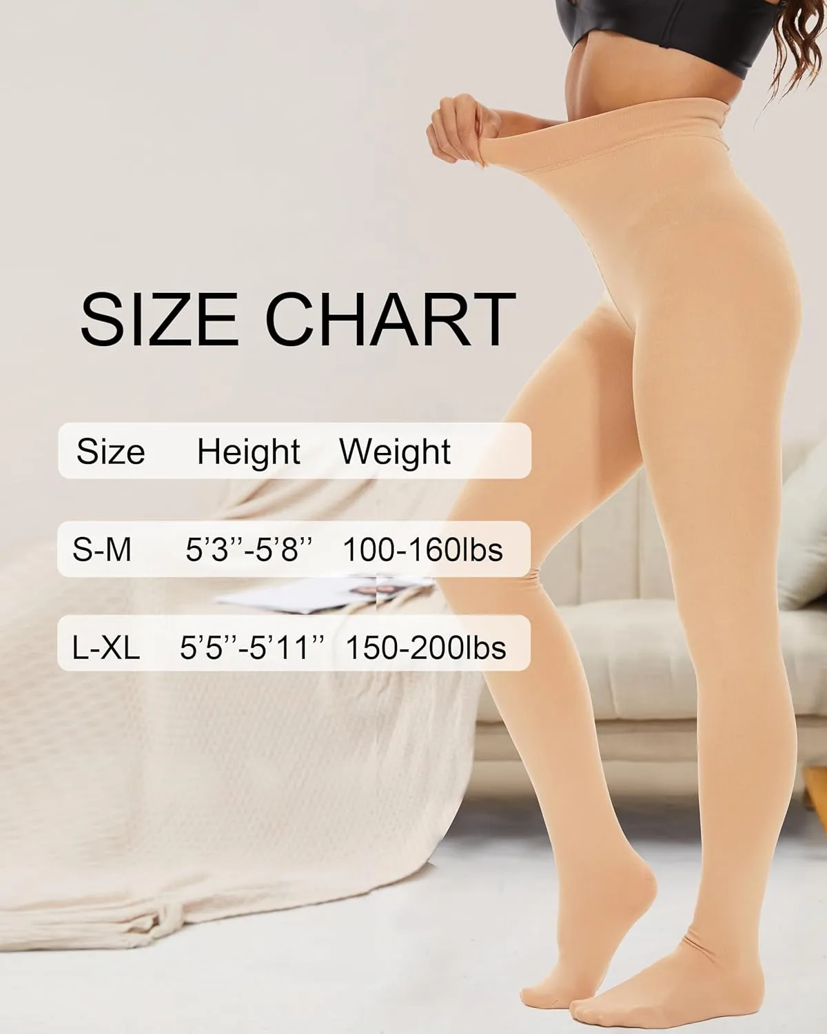 CozyWow Opaque Fleece Lined Tights for Women, Soft Warm Thermal Tights for Winter