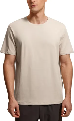 CRZ YOGA Mens Pima Cotton T-Shirts Short Sleeve Crew Neck Casual Shirts Breathable Workout Daily Tee Tops