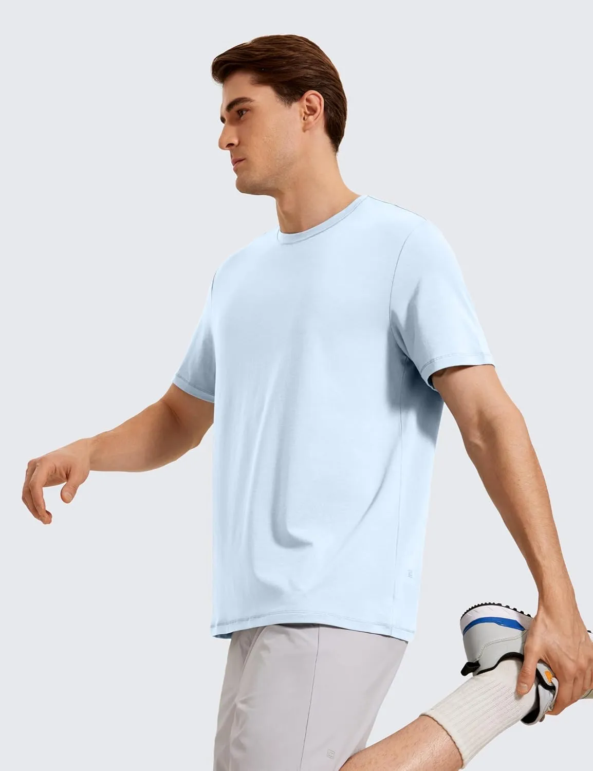 CRZ YOGA Mens Pima Cotton T-Shirts Short Sleeve Crew Neck Casual Shirts Breathable Workout Daily Tee Tops