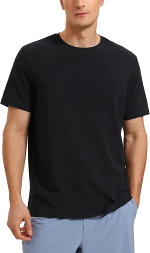 CRZ YOGA Mens Pima Cotton T-Shirts Short Sleeve Crew Neck Casual Shirts Breathable Workout Daily Tee Tops