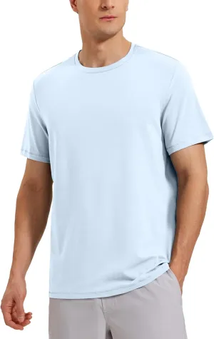 CRZ YOGA Mens Pima Cotton T-Shirts Short Sleeve Crew Neck Casual Shirts Breathable Workout Daily Tee Tops