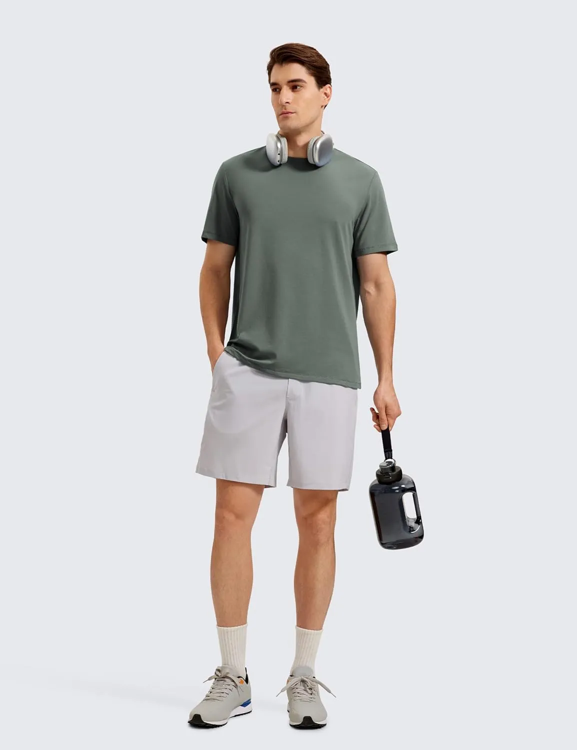 CRZ YOGA Mens Pima Cotton T-Shirts Short Sleeve Crew Neck Casual Shirts Breathable Workout Daily Tee Tops